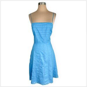Ann Taylor Blue Linen Eyelet Lace Look Sleeveless Summer Sundress Dress NWT 6